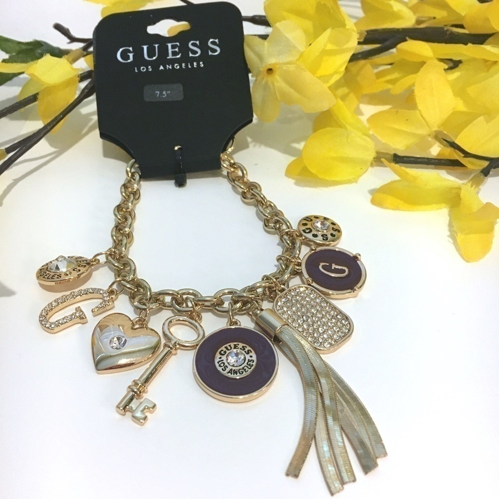 𝅺3/$29! GUESS Charm Bracelet Heart, Key, Tassel
